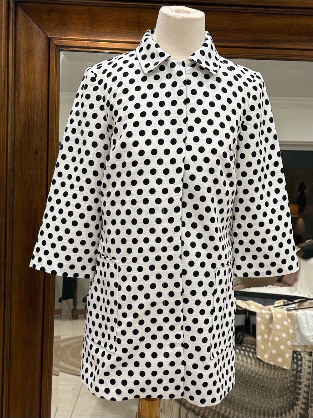 Vintage Chicos polka dot swing coat- Never worn! Size 0